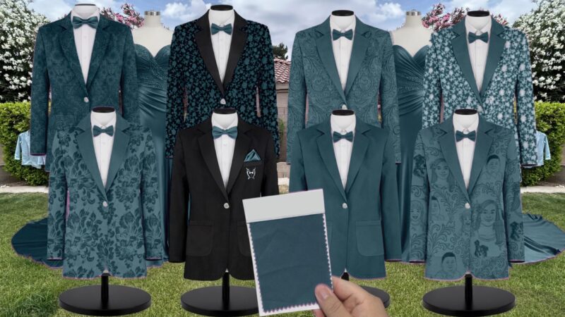 Teal Velvet Suit and Tuxedo – Exact Color Match for Kennedy Blue Bridesmaid Dresses