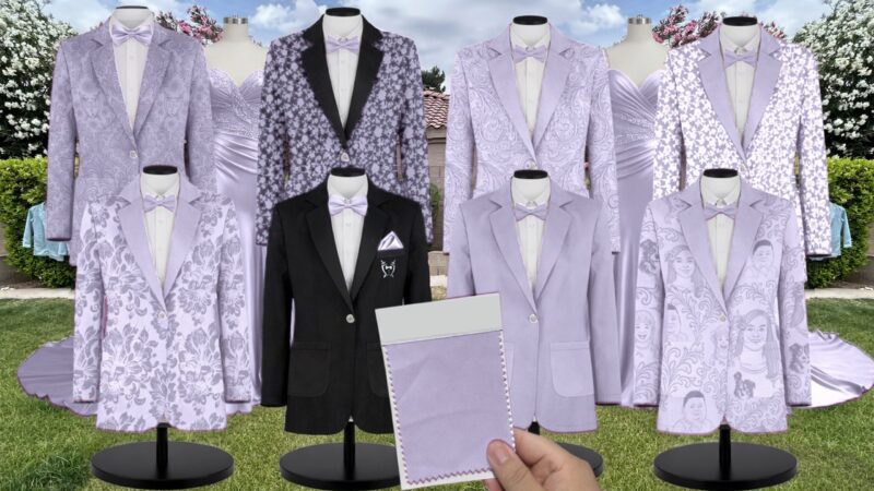 Violet Chiffon Suit and Tuxedo – Exact Color Match for Kennedy Blue Bridesmaid Dresses