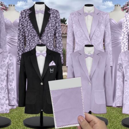 Violet Satin Suit and Tuxedo – Exact Color Match for Kennedy Blue Bridesmaid Dresses