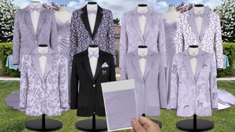 Violet Velvet Suit and Tuxedo – Exact Color Match for Kennedy Blue Bridesmaid Dresses