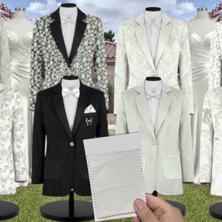 White Lily of the Valley Jacquard Suit and Tuxedo – Exact Color Match for LulaKate Bridesmaid Dresses