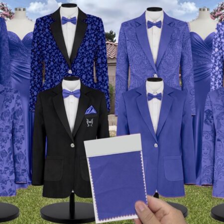 Blue Satin Suit and Tuxedo – Exact Color Match for Lulus Bridesmaid Dresses