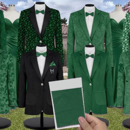 Emerald Green Satin Suit and Tuxedo – Exact Color Match for Lulus Bridesmaid Dresses