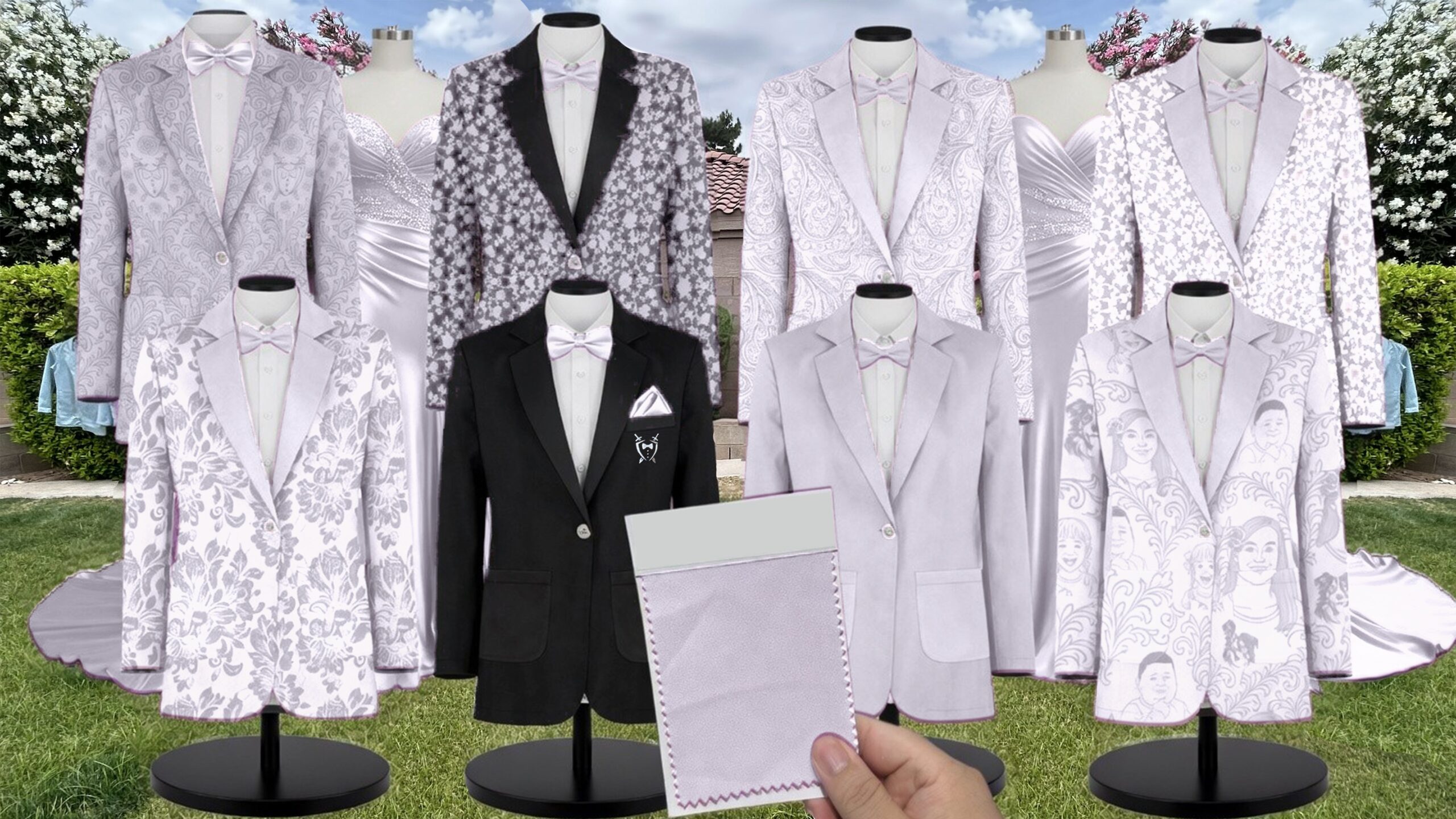 Lulus Lavender White Vines suit