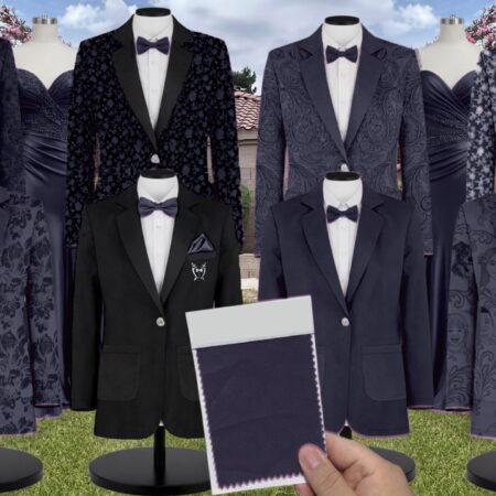 Navy Satin Suit and Tuxedo – Exact Color Match for Lulus Bridesmaid Dresses