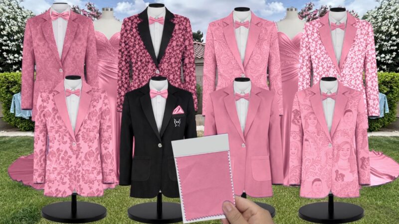 Pink Floral Suit and Tuxedo – Exact Color Match for Lulus Bridesmaid Dresses