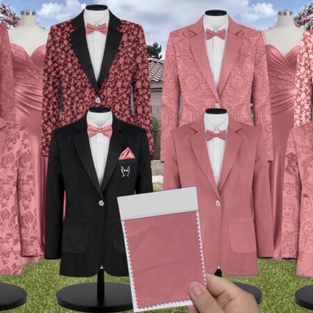 Rusty Rose Satin Suit and Tuxedo – Exact Color Match for Lulus Bridesmaid Dresses