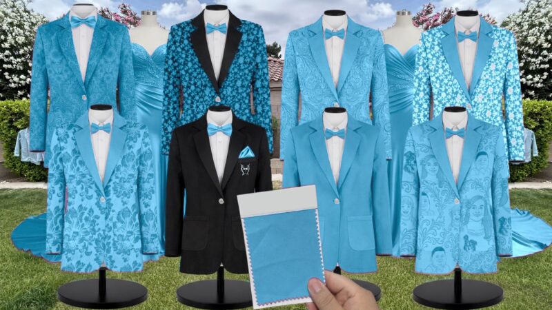 Turquoise Satin Suit and Tuxedo – Exact Color Match for Lulus Bridesmaid Dresses