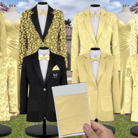 Yellow Satin Suit and Tuxedo – Exact Color Match for Lulus Bridesmaid Dresses