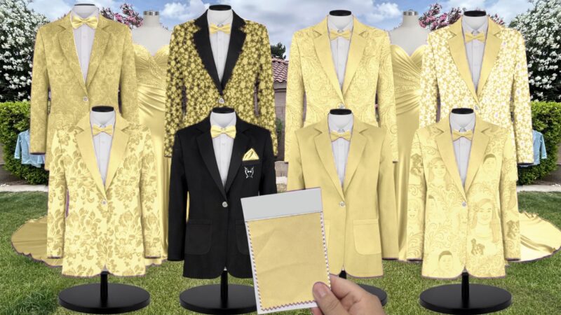 Yellow Satin Suit and Tuxedo – Exact Color Match for Lulus Bridesmaid Dresses