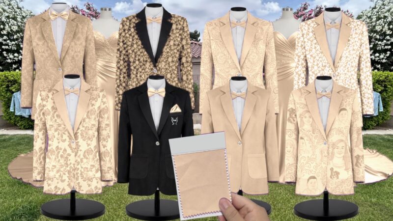 Yellow White Vines Suit and Tuxedo – Exact Color Match for Lulus Bridesmaid Dresses