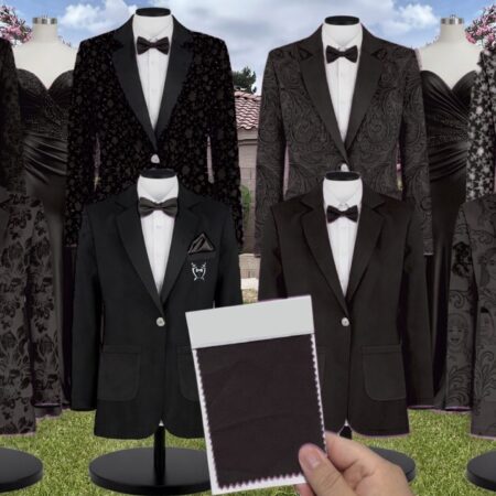 Black Chiffon Suit and Tuxedo – Exact Color Match for Show Me Your Mumu Bridesmaid Dresses