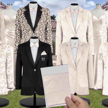 Buttercream Luxe Satin Suit and Tuxedo – Exact Color Match for Show Me Your Mumu Bridesmaid Dresses