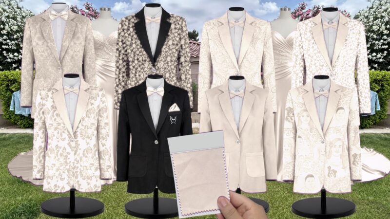 Buttercream Luxe Satin Suit and Tuxedo – Exact Color Match for Show Me Your Mumu Bridesmaid Dresses