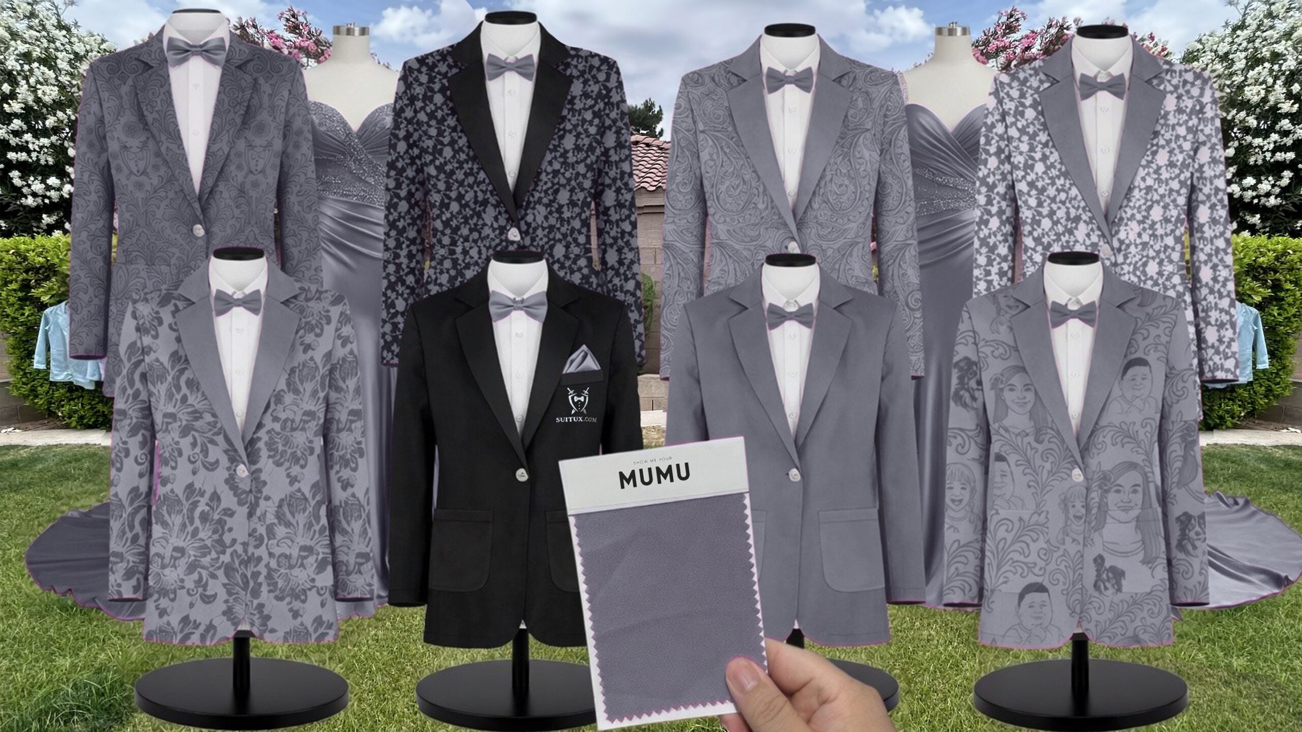 Cinderella Paisley Suit and Tuxedo – Exact Color Match for Show Me Your Mumu Bridesmaid Dresses