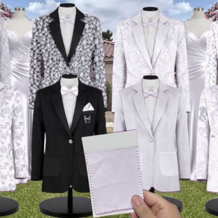 Cinderella White Vines Suit and Tuxedo – Exact Color Match for Show Me Your Mumu Bridesmaid Dresses