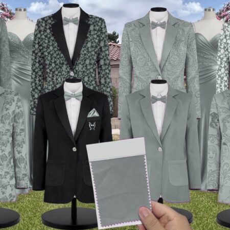 Deep Sage Luxe Satin Suit and Tuxedo – Exact Color Match for Show Me Your Mumu Bridesmaid Dresses