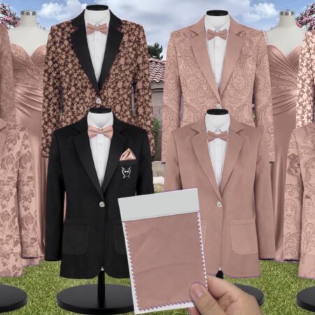 Dune Luxe Satin Suit and Tuxedo – Exact Color Match for Show Me Your Mumu Bridesmaid Dresses