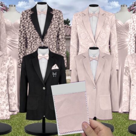 Dusty Blush Stretch Satin Suit and Tuxedo – Exact Color Match for Show Me Your Mumu Bridesmaid Dresses