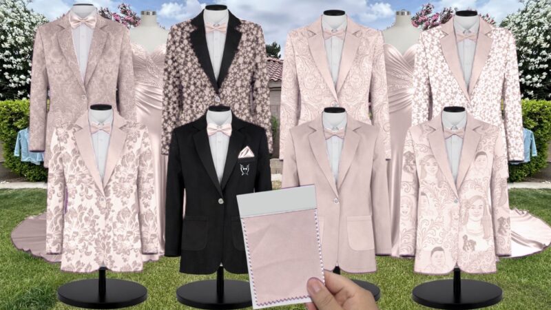 Dusty Blush Stretch Satin Suit and Tuxedo – Exact Color Match for Show Me Your Mumu Bridesmaid Dresses