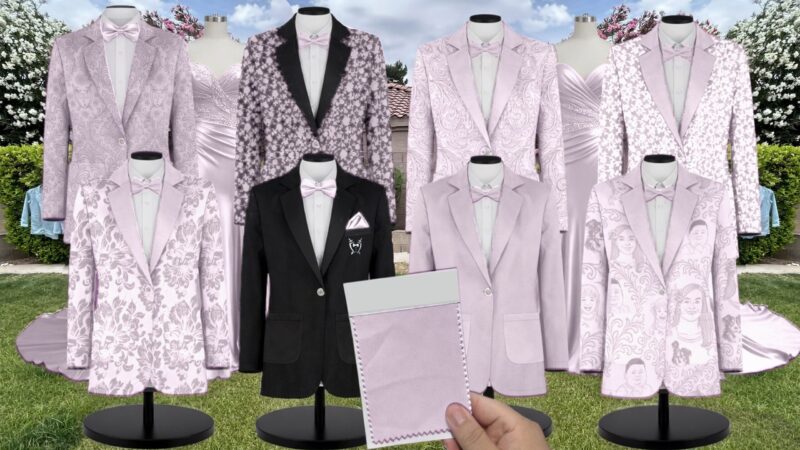 Dusty Purple Luxe Satin Suit and Tuxedo – Exact Color Match for Show Me Your Mumu Bridesmaid Dresses