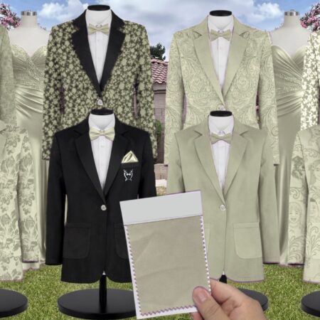 Moss Green Stretch Satin Suit and Tuxedo – Exact Color Match for Show Me Your Mumu Bridesmaid Dresses