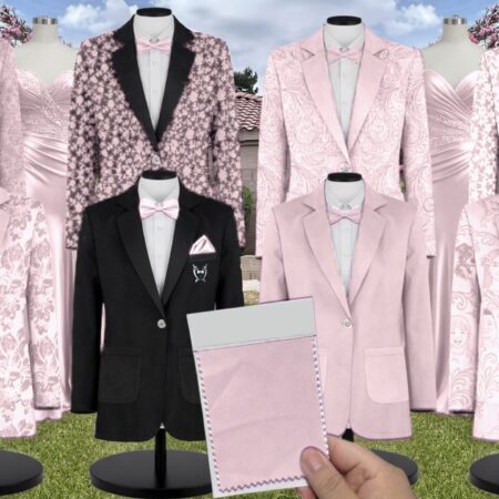 Neutral Mauve Chiffon Suit and Tuxedo – Exact Color Match for Show Me Your Mumu Bridesmaid Dresses