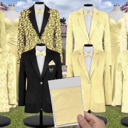 Pale Yellow Chiffon Suit and Tuxedo – Exact Color Match for Show Me Your Mumu Bridesmaid Dresses