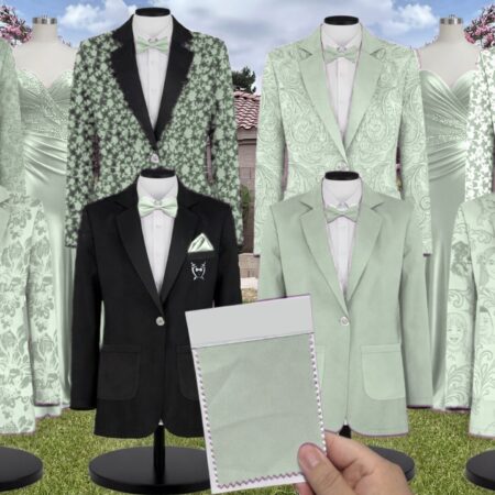 Pistachio Pleated Chiffon Suit and Tuxedo – Exact Color Match for Show Me Your Mumu Bridesmaid Dresses