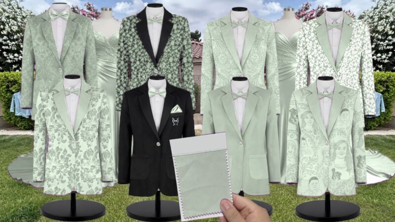 Pistachio Pleated Chiffon Suit and Tuxedo – Exact Color Match for Show Me Your Mumu Bridesmaid Dresses