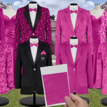 Rich Magenta Luxe Satin Suit and Tuxedo – Exact Color Match for Show Me Your Mumu Bridesmaid Dresses