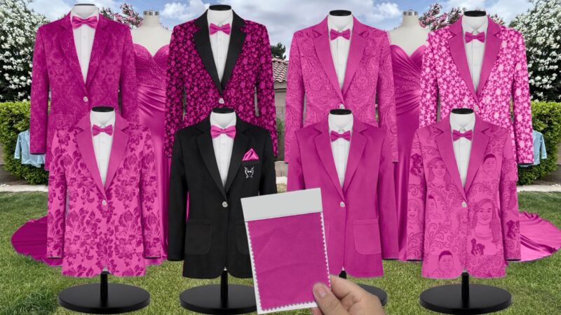 Rich Magenta Luxe Satin Suit and Tuxedo – Exact Color Match for Show Me Your Mumu Bridesmaid Dresses