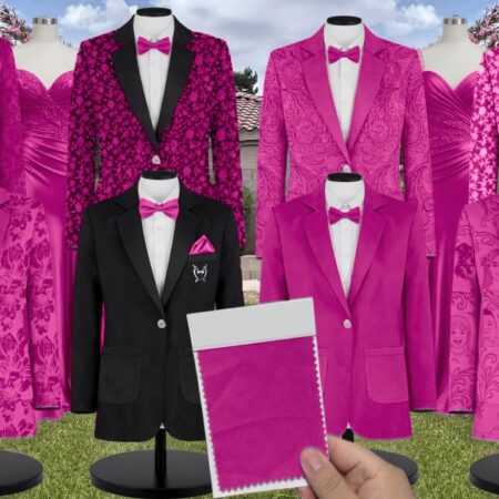 Rich Magenta Taffeta Suit and Tuxedo – Exact Color Match for Show Me Your Mumu Bridesmaid Dresses