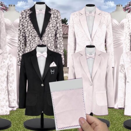 Show Me The Ring Crisp Suit and Tuxedo – Exact Color Match for Show Me Your Mumu Bridesmaid Dresses