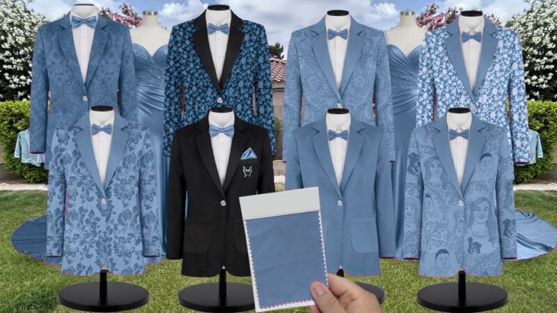 Slate Blue Chiffon Suit and Tuxedo – Exact Color Match for Show Me Your Mumu Bridesmaid Dresses