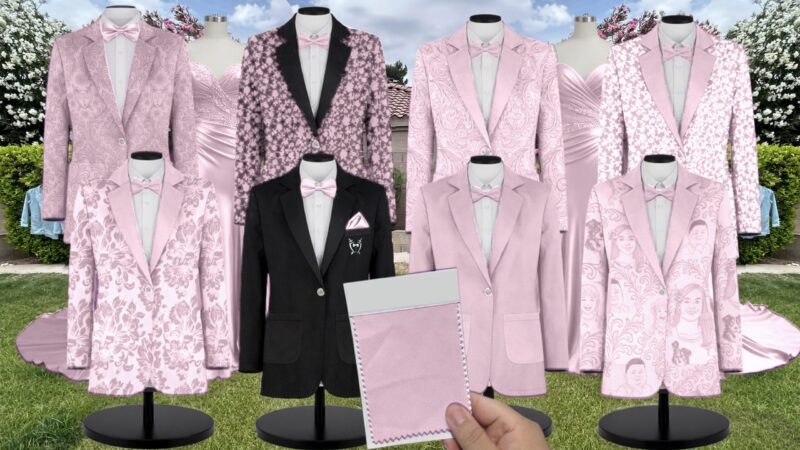 Baby Pink Chiffon Suit and Tuxedo – Exact Color Match for Revelry Bridesmaid Dresses