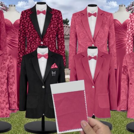 Berry Crepe Suit and Tuxedo – Exact Color Match for Revelry Bridesmaid Dresses