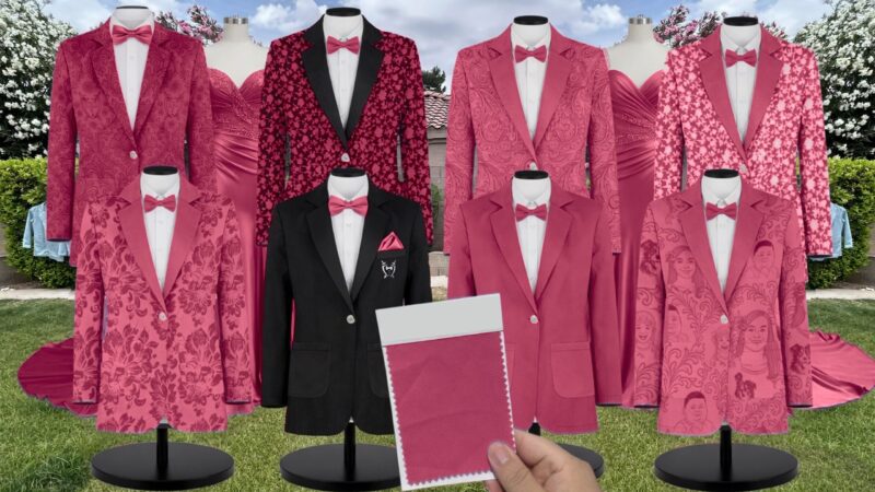 Berry Crepe Suit and Tuxedo – Exact Color Match for Revelry Bridesmaid Dresses