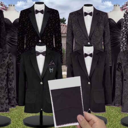 Black Metallic Suit and Tuxedo – Exact Color Match for Revelry Bridesmaid Dresses