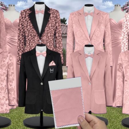 Blush Bouquet Chiffon Floral Print Suit and Tuxedo – Exact Color Match for Revelry Bridesmaid Dresses