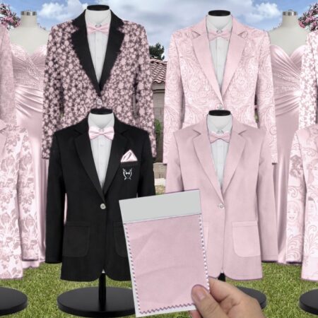 Blush Pink Chiffon Suit and Tuxedo – Exact Color Match for Revelry Bridesmaid Dresses