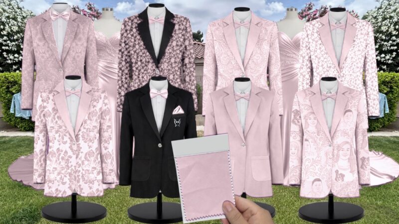 Blush Pink Chiffon Suit and Tuxedo – Exact Color Match for Revelry Bridesmaid Dresses