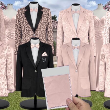 Blush Tulle Suit and Tuxedo – Exact Color Match for Revelry Bridesmaid Dresses