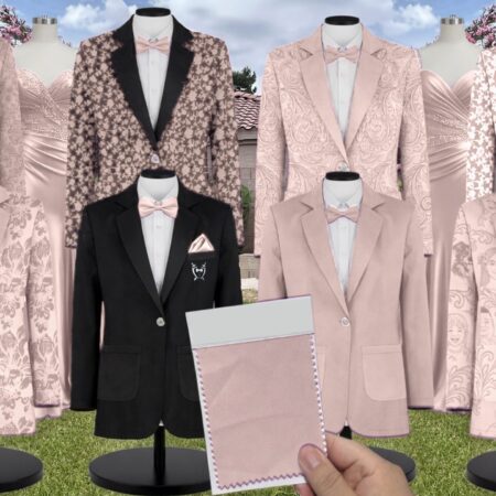 Blushing Bride Satin Suit and Tuxedo – Exact Color Match for Revelry Bridesmaid Dresses