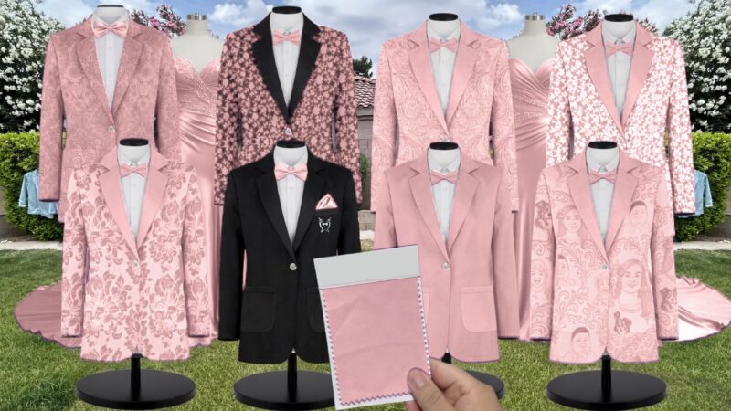 Blushing Bride Crepe Suit and Tuxedo – Exact Color Match for Revelry Bridesmaid Dresses