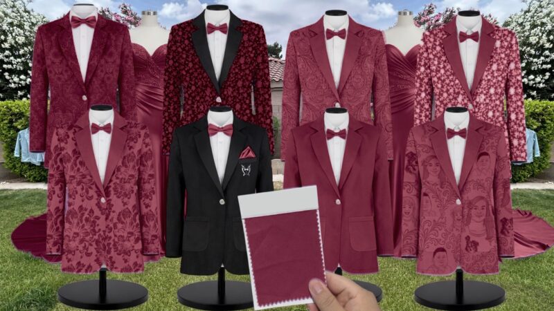 Cabernet Tulle Suit and Tuxedo – Exact Color Match for Revelry Bridesmaid Dresses