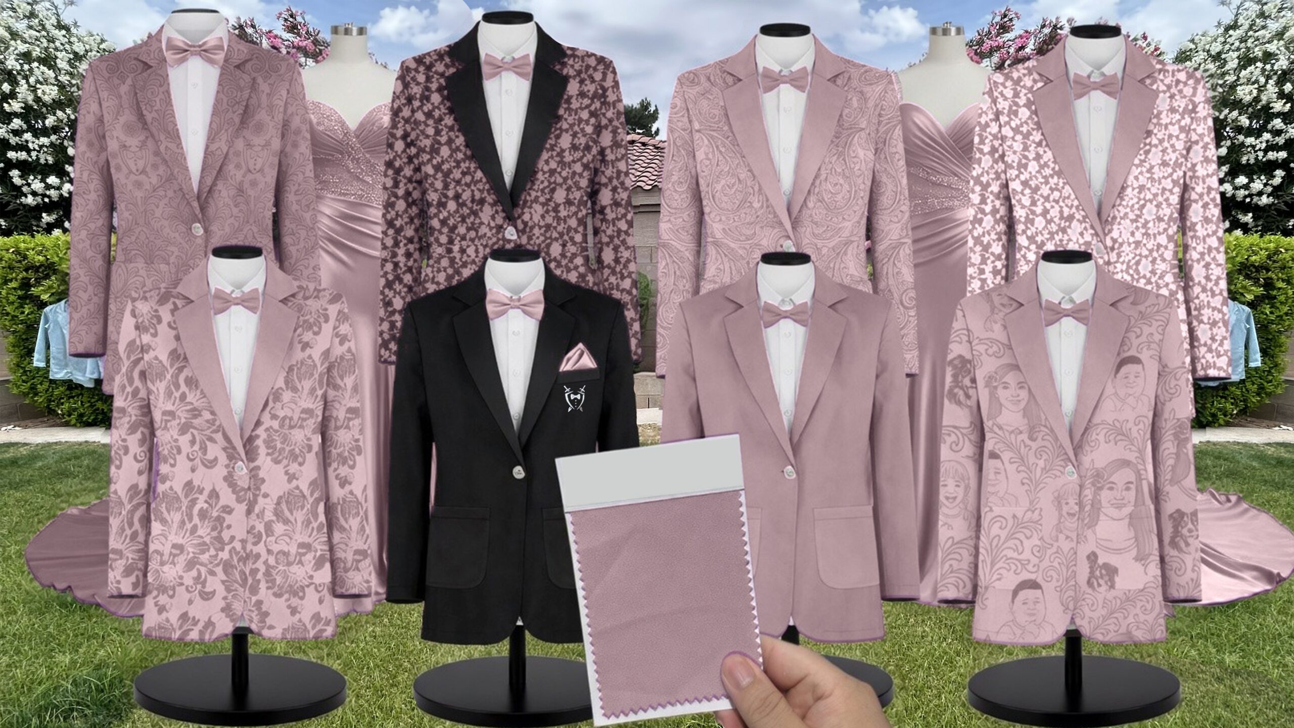 Cabernet groomsmen suit color match