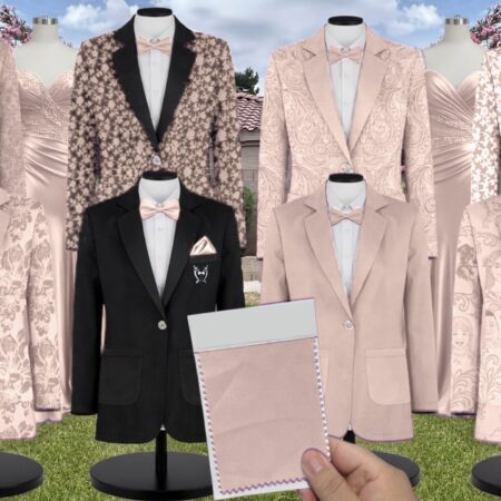 Champagne Chiffon Suit and Tuxedo – Exact Color Match for Revelry Bridesmaid Dresses