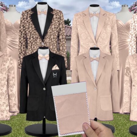 Champagne Tulle Suit and Tuxedo – Exact Color Match for Revelry Bridesmaid Dresses
