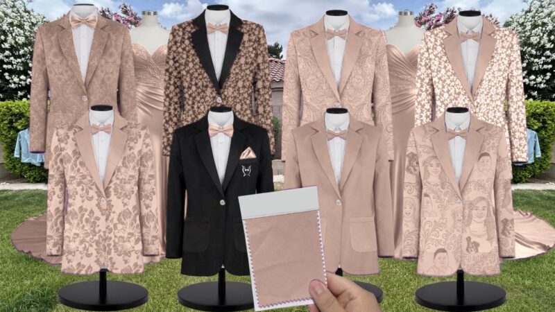Champagne Velvet Suit and Tuxedo – Exact Color Match for Revelry Bridesmaid Dresses